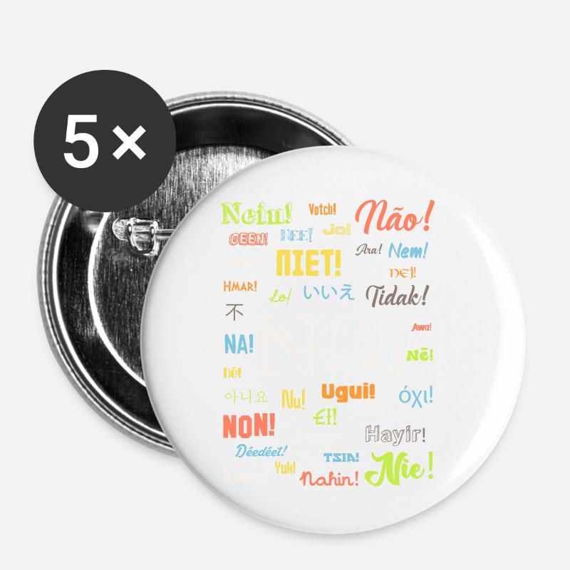 No - Buttons small 1''/25 mm (5-pack) - white