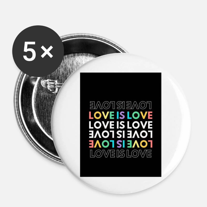 Love is Love - Buttons klein 25 mm (5er Pack) - Weiß
