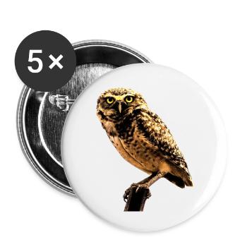 le hibou la chouette - Lot de 5 petits badges (25 mm) - blanc - Devant