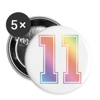 11 Number Colorful - Buttons small 1''/25 mm (5-pack) - white - Front