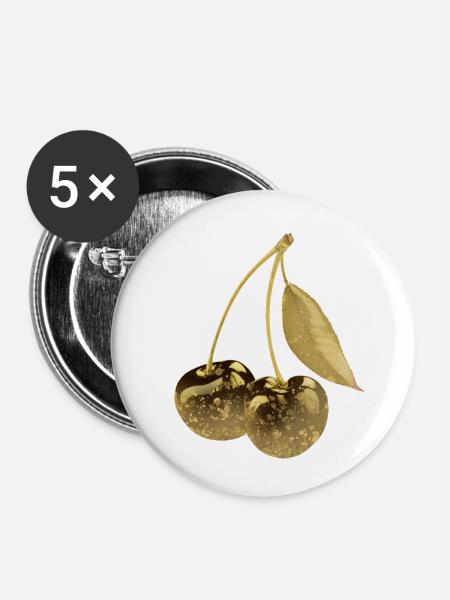 kirsche,cherrie,graffiti,gold,malerei,pop-art - Buttons klein 25 mm (5er Pack) - Weiß