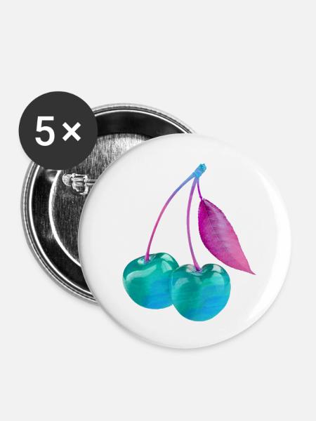 kirsche,cherrie,graffiti,blau,malerei,pop-art - Buttons klein 25 mm (5er Pack) - Weiß