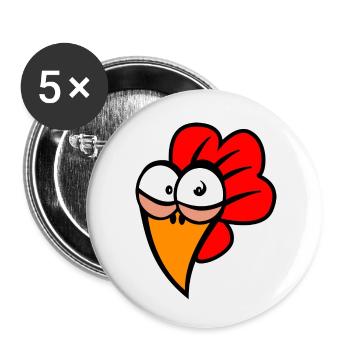 Huhn - Buttons klein 25 mm (5er Pack) - Weiß - Vorne
