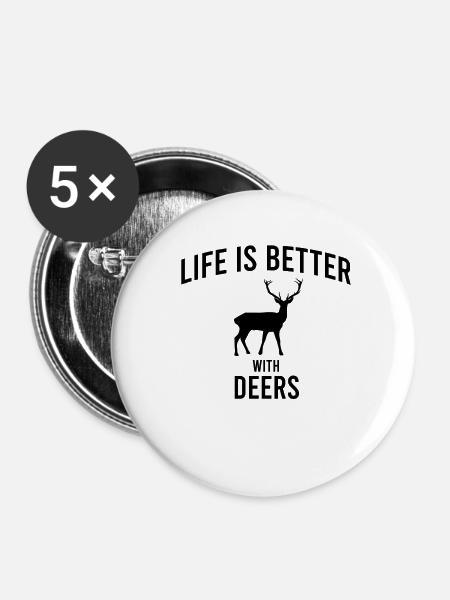 Hirsch Elch Spruch - Buttons klein 25 mm (5er Pack) - Weiß