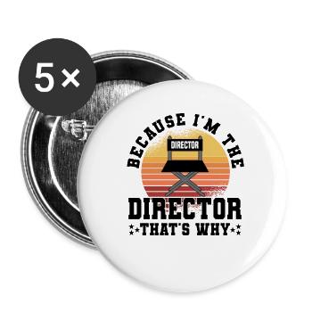 Réalisateur Cinéaste Long métrage - Lot de 5 petits badges (25 mm) - blanc - Devant