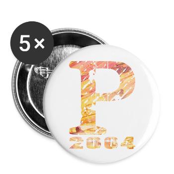 P 2004 Nom Année de naissance Don - Lot de 5 petits badges (25 mm) - blanc - Devant