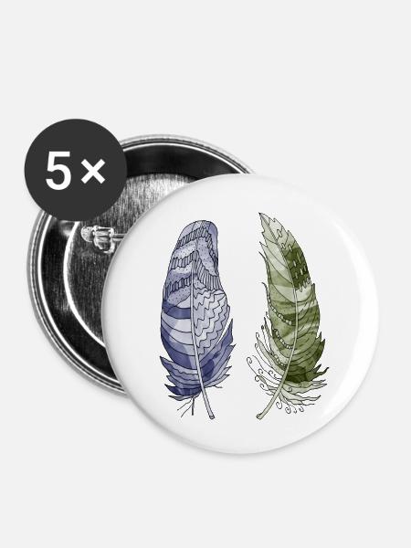 Feder - Buttons klein 25 mm (5er Pack) - Weiß