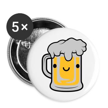 Visage de bière sucrée - Lot de 5 petits badges (25 mm) - blanc - Devant