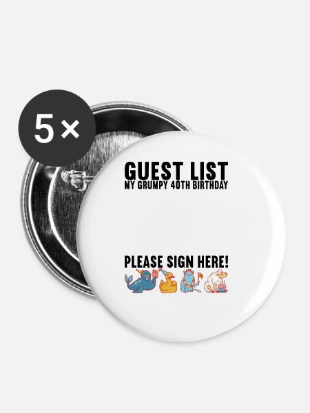 Grumpy Birthday - Buttons klein 25 mm (5er Pack) - Weiß