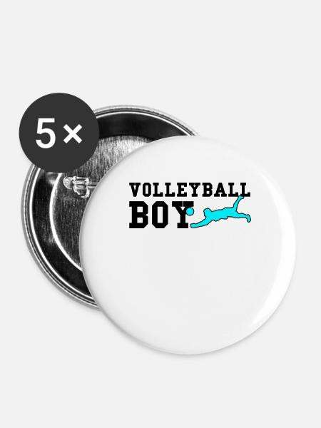 Volleyball boy - Buttons klein 25 mm (5er Pack) - Weiß