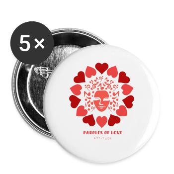paroles of love attitude - Lot de 5 petits badges (25 mm) - blanc - Devant