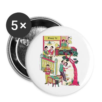 Dang Se Danse Vietnamienne - Lot de 5 petits badges (25 mm) - blanc - Devant
