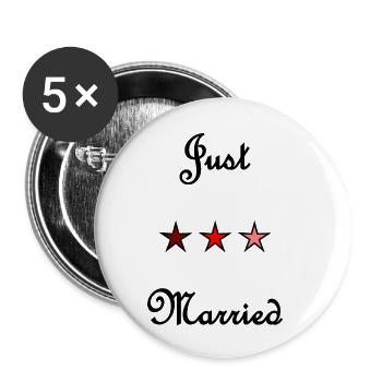 JUST MARRIED. VIVE LES MARIES. EVJF - Lot de 5 petits badges (25 mm) - blanc - Devant