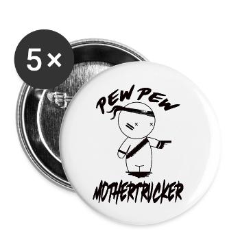 PEW PEW Mothertrucker - Buttons klein 25 mm (5er Pack) - Weiß - Vorne