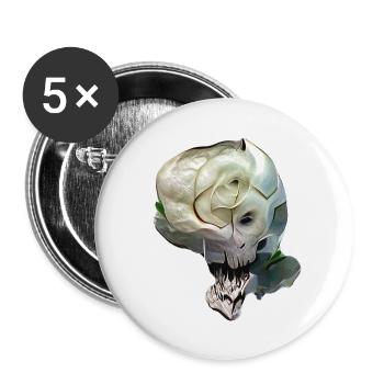Skull Rose - Buttons small 1''/25 mm (5-pack) - white - Front
