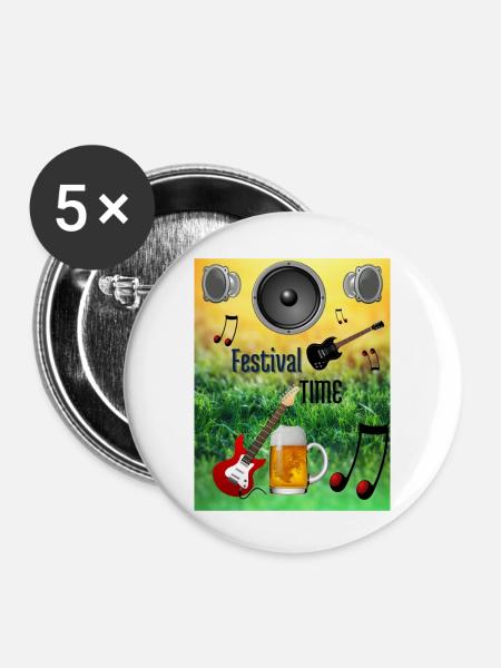 Festival Time - Buttons klein 25 mm (5er Pack) - Weiß