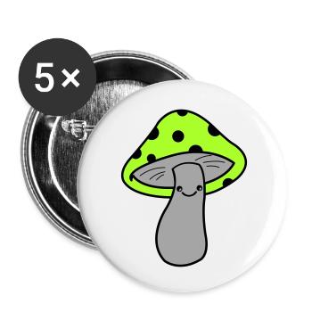 Champignon - Lot de 5 petits badges (25 mm) - blanc - Devant