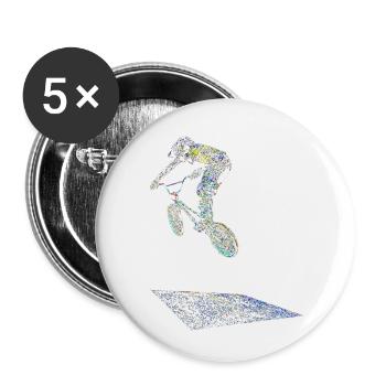 bmx race racing mountain bike motocross - Buttons small 1''/25 mm (5-pack) - white - Front