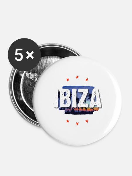 Ibiza - Buttons klein 25 mm (5er Pack) - Weiß