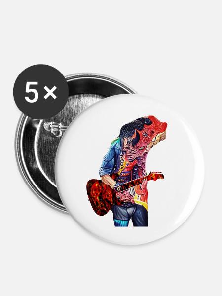 Dämonischer Gitarrist - Buttons klein 25 mm (5er Pack) - Weiß