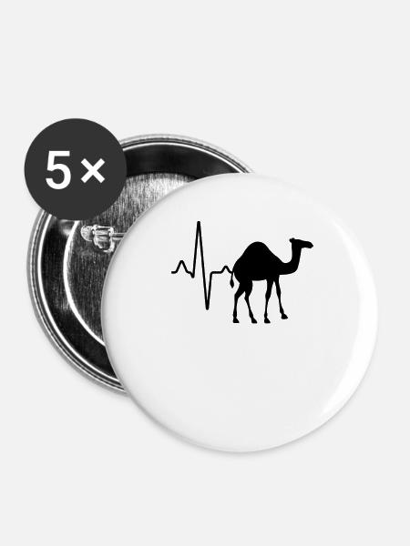 Dromedar Kamel Herzschlag - Buttons klein 25 mm (5er Pack) - Weiß