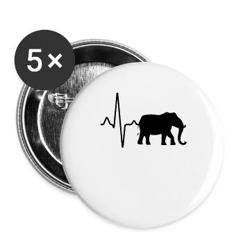 Elefant Herzschlag - Buttons klein 25 mm (5er Pack) - Weiß - Vorne