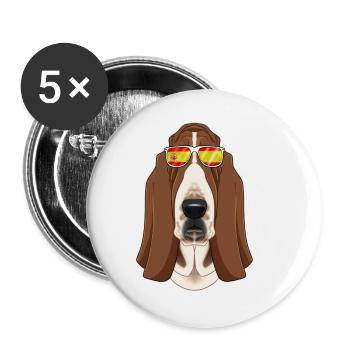 Basset Hound I Spain Sunglasses I Spanish Flag - Buttons klein 25 mm (5er Pack) - Weiß - Vorne