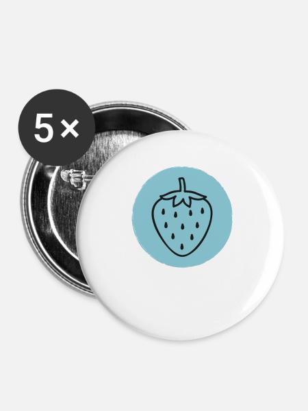 Erdbeere - Buttons klein 25 mm (5er Pack) - Weiß