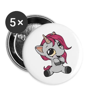 Cute Unicorn Kids - Buttons small 1''/25 mm (5-pack) - white - Front