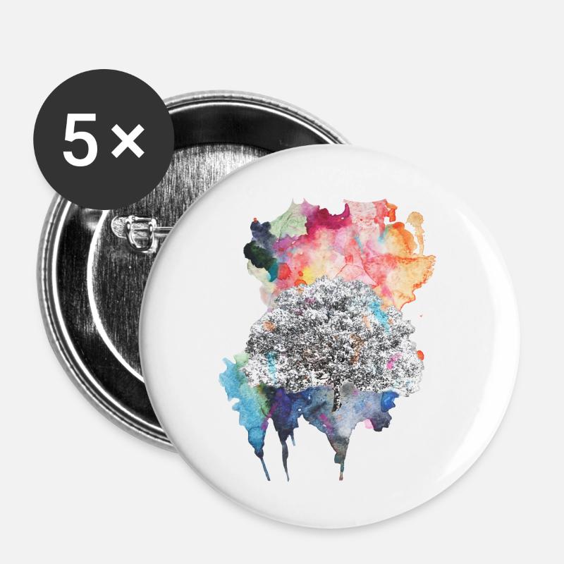 Explosion de couleur - Lot de 5 petits badges (25 mm) - blanc