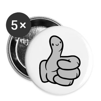 Face Comic Hand Thumb - Buttons small 1''/25 mm (5-pack) - white - Front