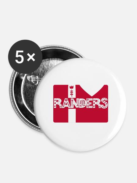 Randers Dänemark - Buttons klein 25 mm (5er Pack) - Weiß
