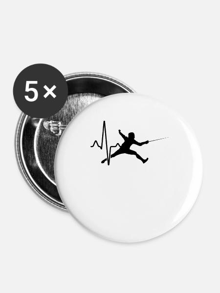 Fechten Herzschlag - Buttons klein 25 mm (5er Pack) - Weiß