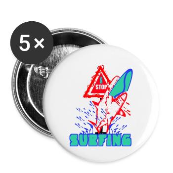 Arrêt - Surf - Lot de 5 petits badges (25 mm) - blanc - Devant