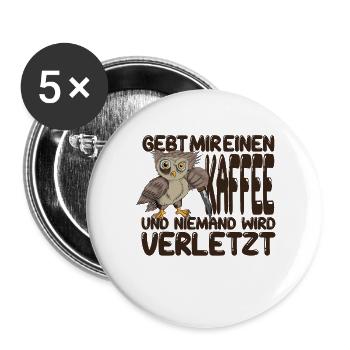 Eule Barista Lebensretter Kaffee Coffee Cappuccino - Buttons klein 25 mm (5er Pack) - Weiß - Vorne