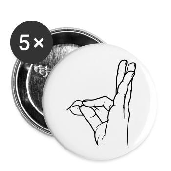 Handgeste Lob Mund küssen - Buttons klein 25 mm (5er Pack) - Weiß - Vorne