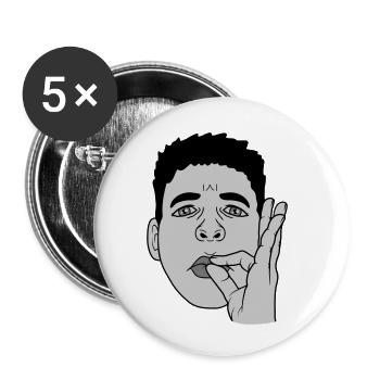 Mund küssen Handgeste Gesicht - Buttons klein 25 mm (5er Pack) - Weiß - Vorne
