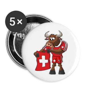 Schweizer Stier - Buttons klein 25 mm (5er Pack) - Weiß - Vorne