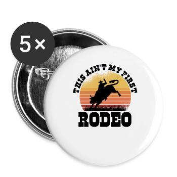 Rodeo Western Cowboy Wilder Westen Retro Pferd - Buttons klein 25 mm (5er Pack) - Weiß - Vorne