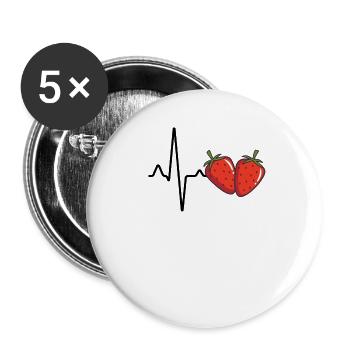 Battement de cœur à la fraise - Lot de 5 petits badges (25 mm) - blanc - Devant