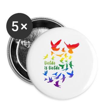 liefde is liefde,rainbow,deaf,birds - Buttons small 1''/25 mm (5-pack) - white - Front