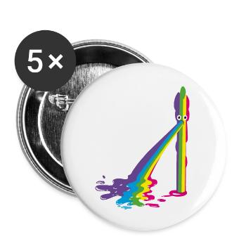 spargel, regenbogen,kotzender spargel, bunt - Buttons klein 25 mm (5er Pack) - Weiß - Vorne