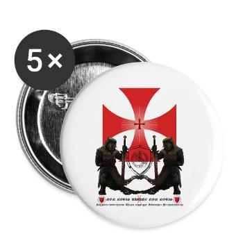 Templars with paw cross - Buttons small 1''/25 mm (5-pack) - white - Front