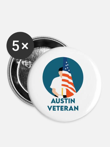Austin-Veteran - Buttons klein 25 mm (5er Pack) - Weiß