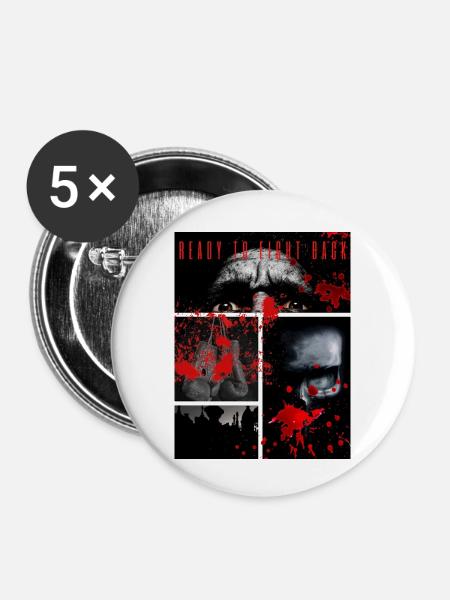 "Bereit, zurückzuschlagen" - Buttons klein 25 mm (5er Pack) - Weiß