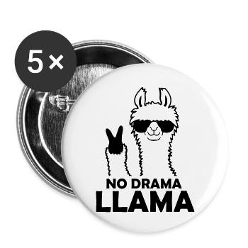 Cool No Drama Llama - Buttons small 1''/25 mm (5-pack) - white - Front