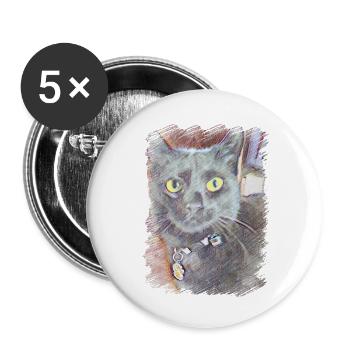 chat noir, notre chéri, Minya 02 - Lot de 5 petits badges (25 mm) - blanc - Devant