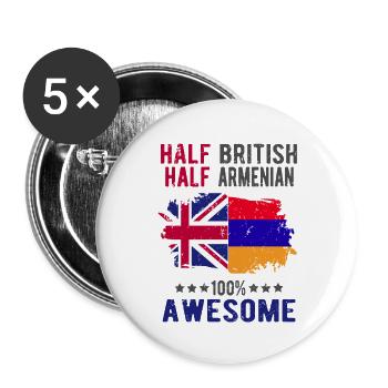 Half British Half Armenian - Buttons small 1''/25 mm (5-pack) - white - Front