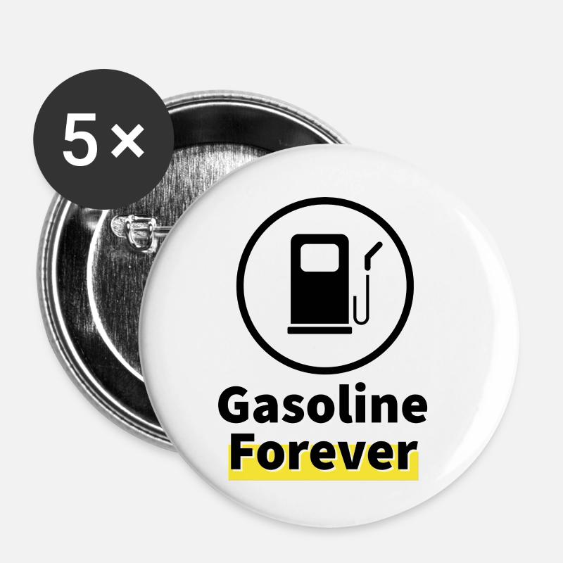 Gasoline Forever - Buttons small 1''/25 mm (5-pack) - white
