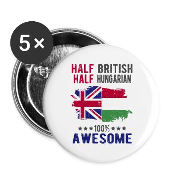 Halb Brite Halb Ungar - Buttons klein 25 mm (5er Pack) - Weiß - Vorne